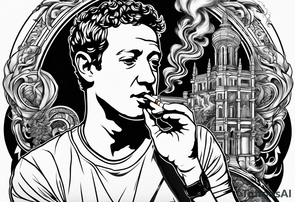 Mark Zuckerberg smoking cigarette tattoo idea