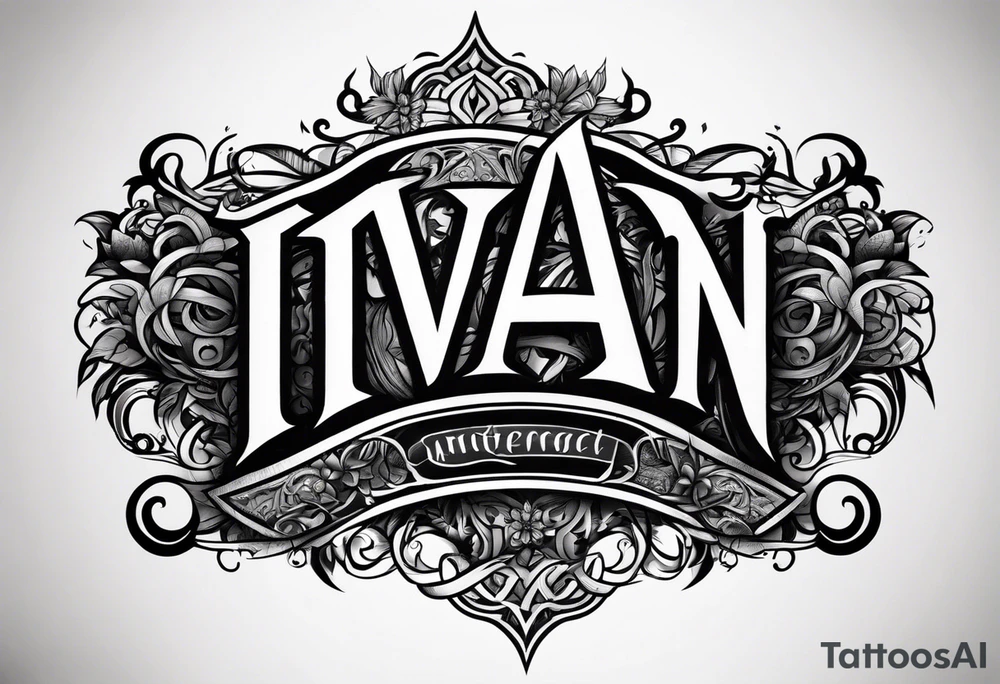 Lettering of the name Ivan tattoo idea