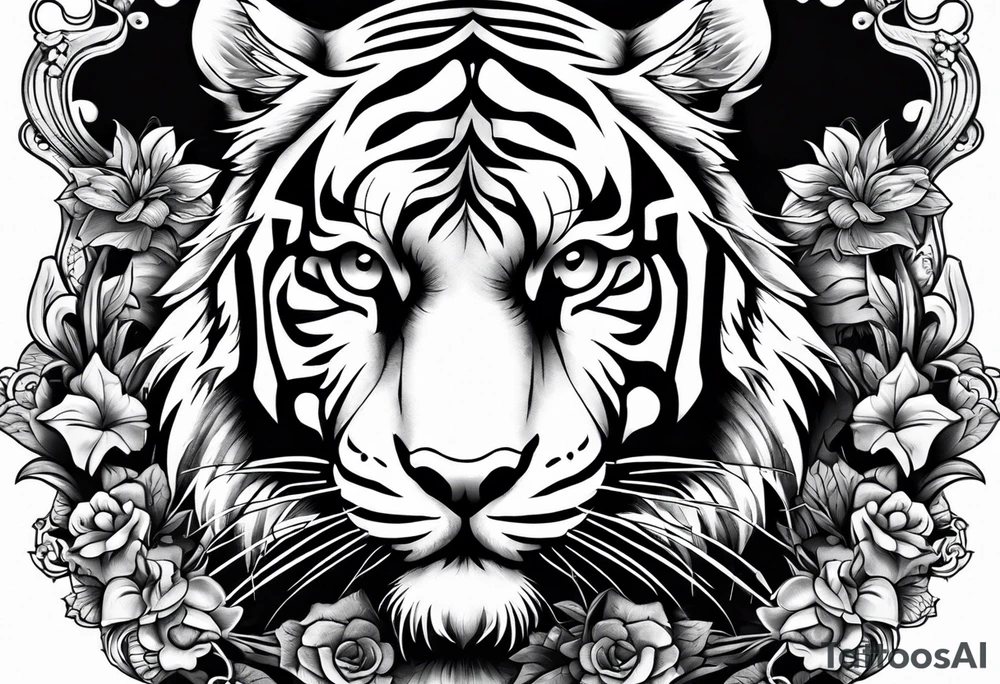 Tiger on cross tattoo idea