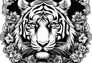 Tiger on cross tattoo idea