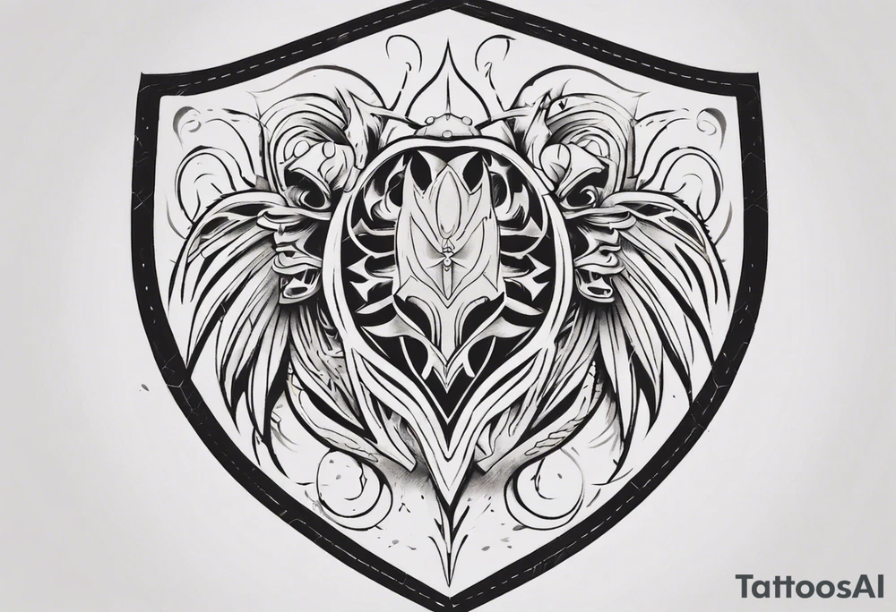 Shield symmetrical tattoo idea