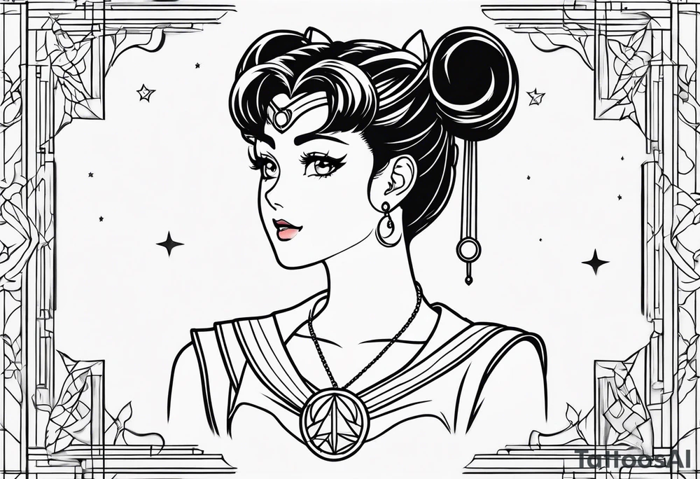 Sailor moon wand outline tattoo idea