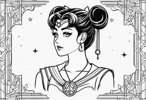 Sailor moon wand outline tattoo idea