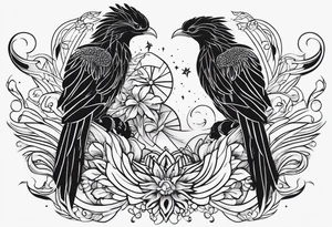 petit voilier et phoenix  minimaliste. trait de crayon. tattoo idea
