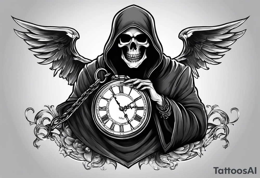 Grim reaper with a pocket watch tattoo idea