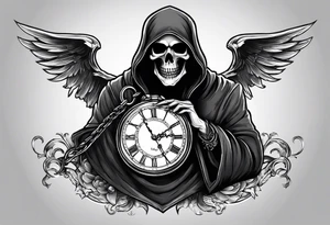 Grim reaper with a pocket watch tattoo idea