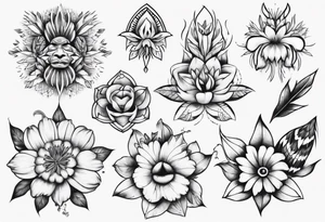 indigenous flowers thigh piece tattoo idea