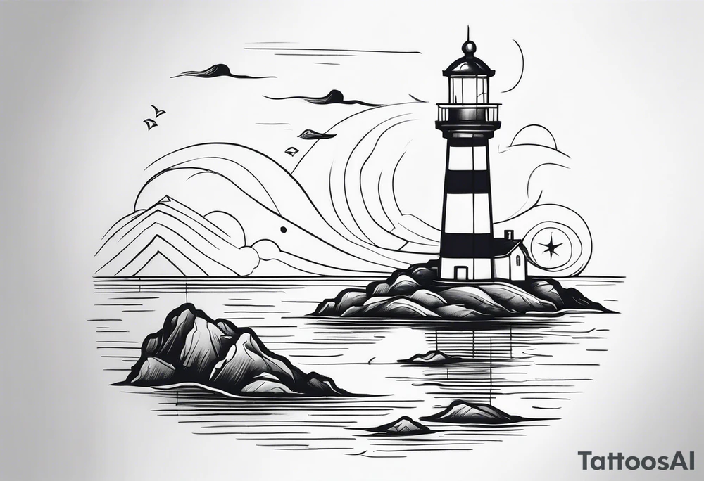 lighthouse fine line tattoo idea