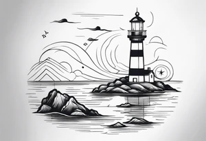 lighthouse fine line tattoo idea