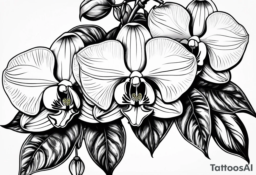 Orquídea olho de boneca e Bougainvillea com pouca sombra tattoo idea