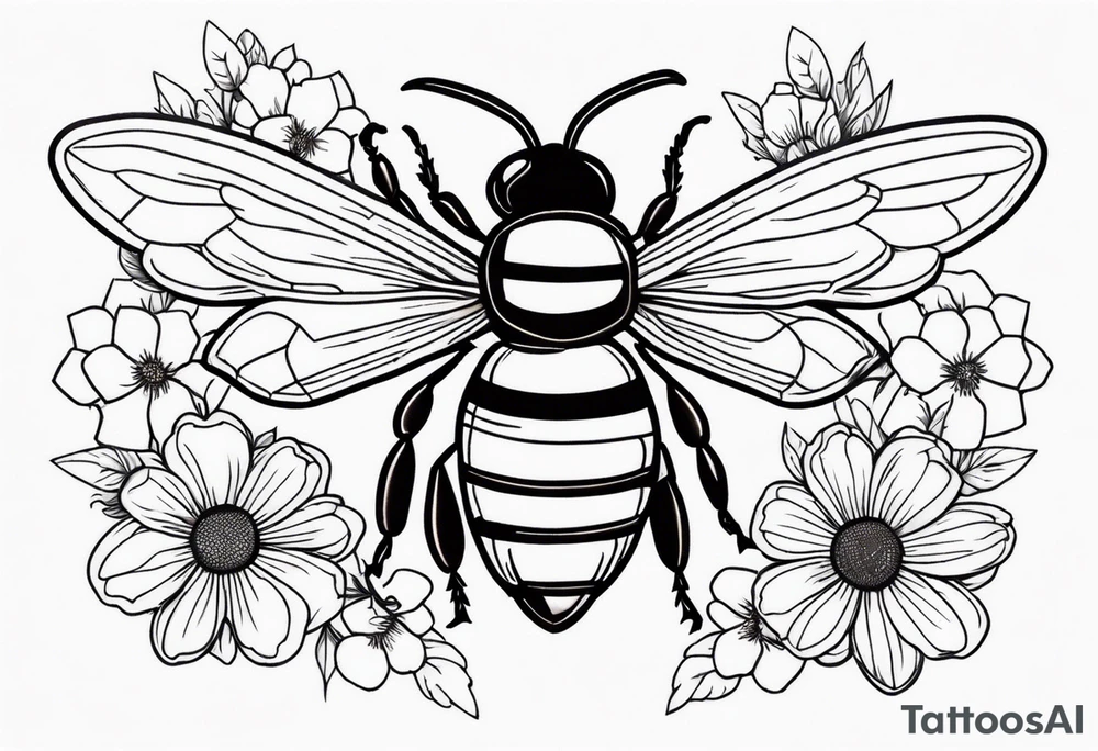 Bees and flowers tattoo idea