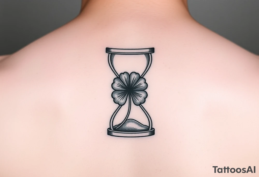 4 leaf clover in a hourglass tattoo idea