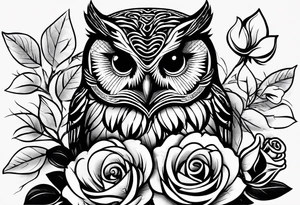 Barred owl and a rose with writing “but the greatest of these is love” tattoo idea