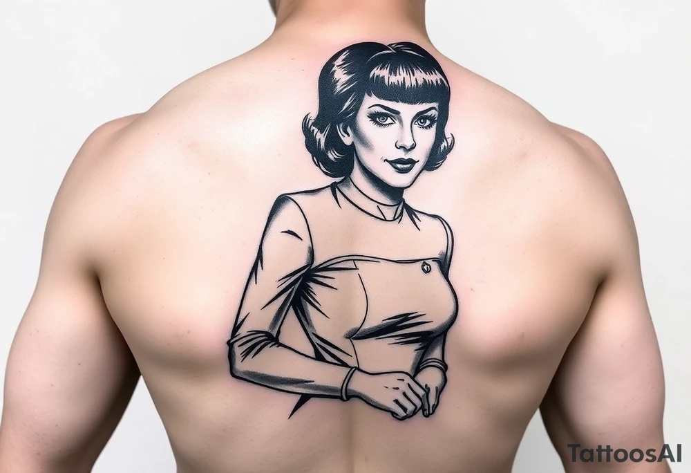 bettie page dressed as a star trek officer tattoo idea