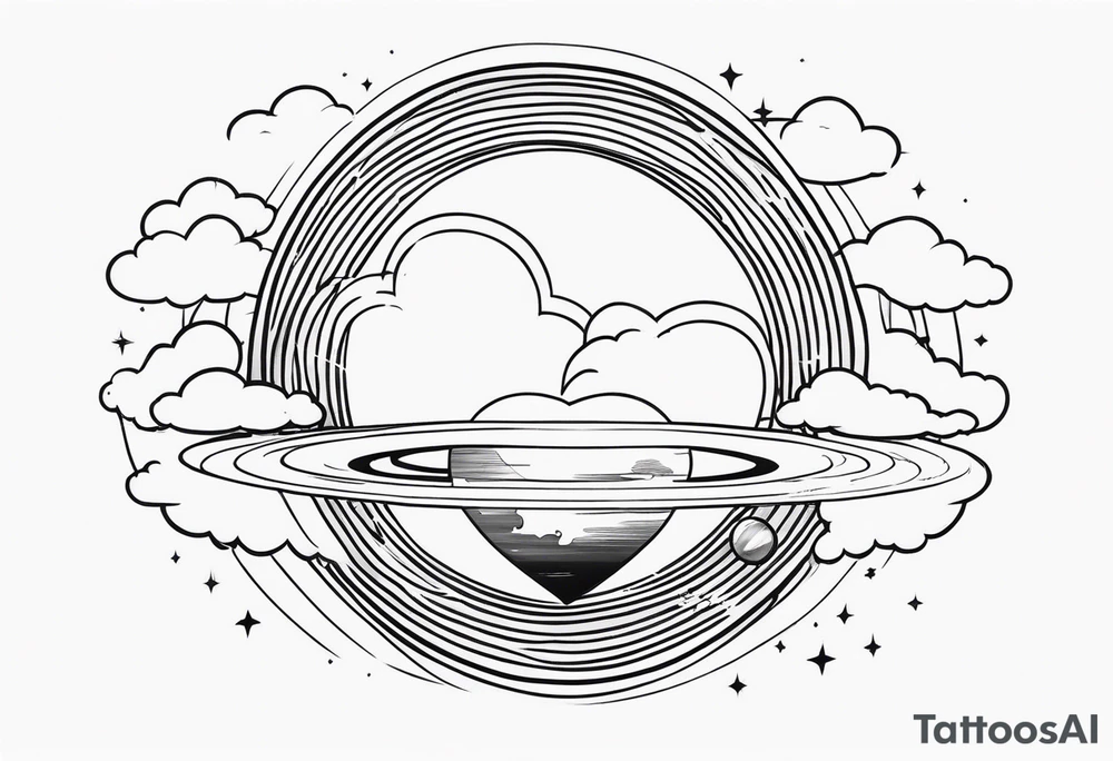 saturn, clouds, broken heart, halo, devil horns tattoo idea saturn, clouds, broken heart, halo, devil horns tattoo idea