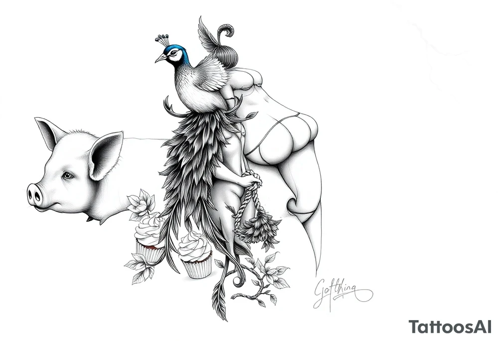 Storm clouds, pig, peacock , fat sexy naked fat woman, cupcakes, noose , money, goat, lion, couple having sex, cigerette storm lightening tattoo idea