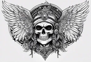 black kali, goddess pirate, alien, pachamama, valkrye, warrior, skull, lotus azul, wing, eagle, zenza resonance, stars, 5D tattoo idea