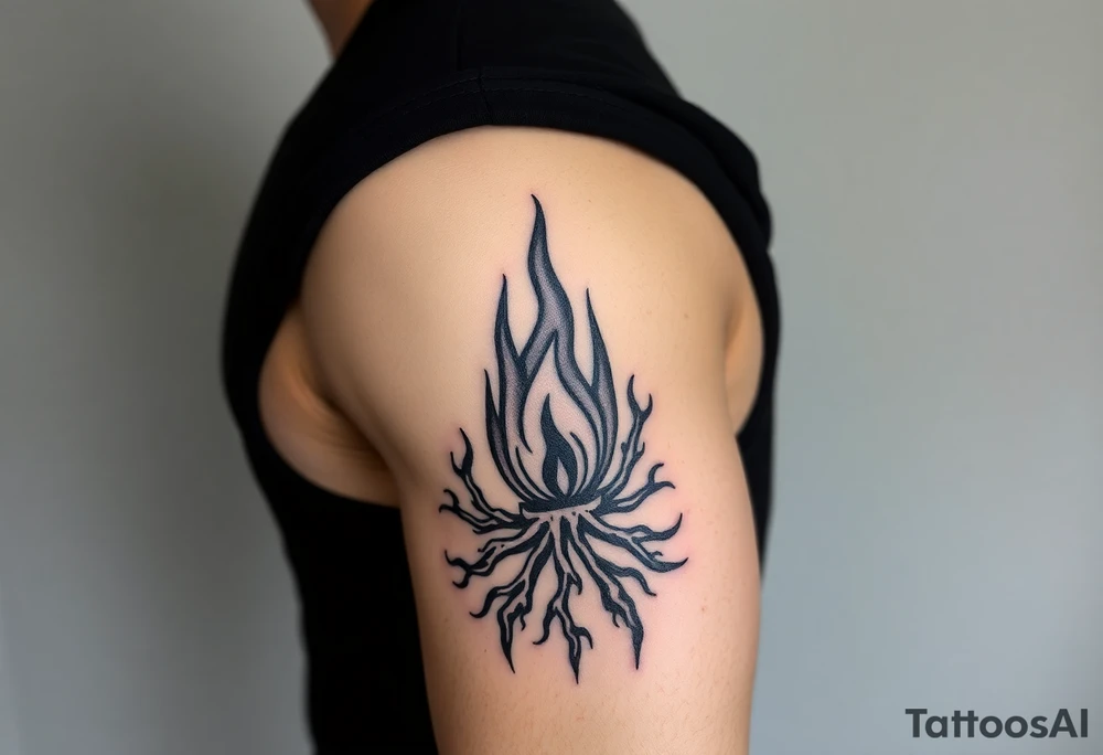 a flame imprisoned in a roots cage tattoo idea