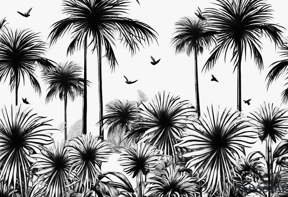 Daisies, palm trees tattoo idea