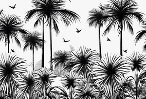 Daisies, palm trees tattoo idea