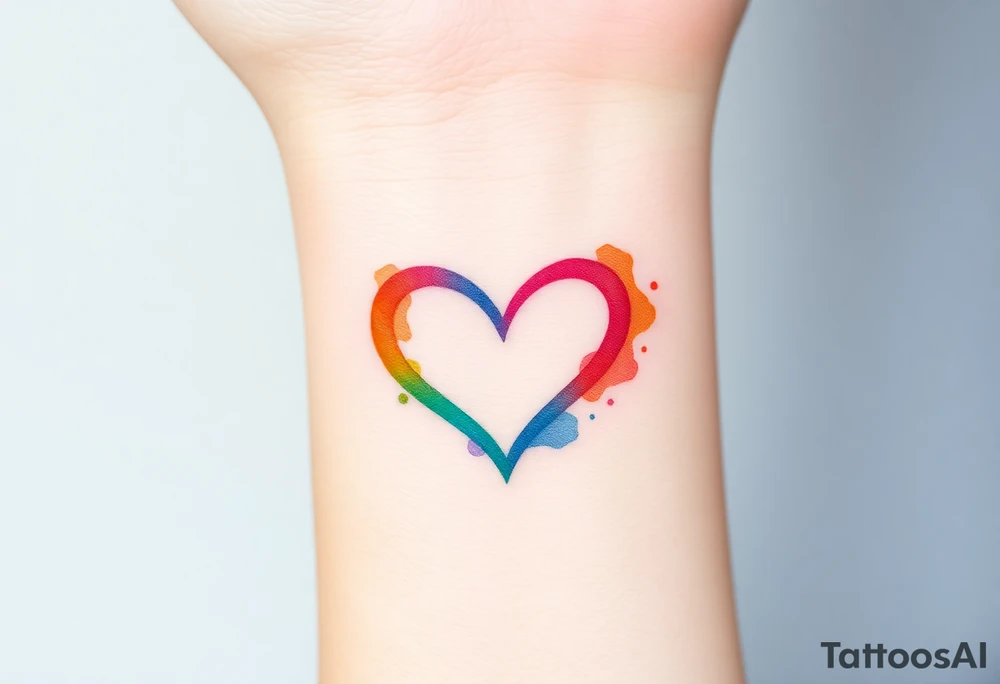 A watercolor infinity-heart with rainbow colors tattoo idea