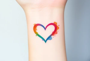 A watercolor infinity-heart with rainbow colors tattoo idea