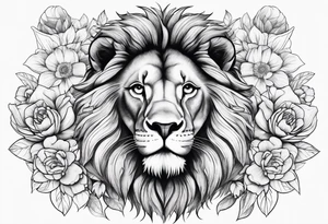 lion,love, design, flowers tattoo idea