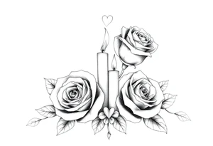 blue, Passed baby, two roses, two candles, hearts tattoo idea