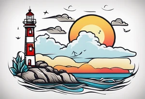 Lighthouse and anchor that says "MY BEACON MY ANCHOR" tattoo idea