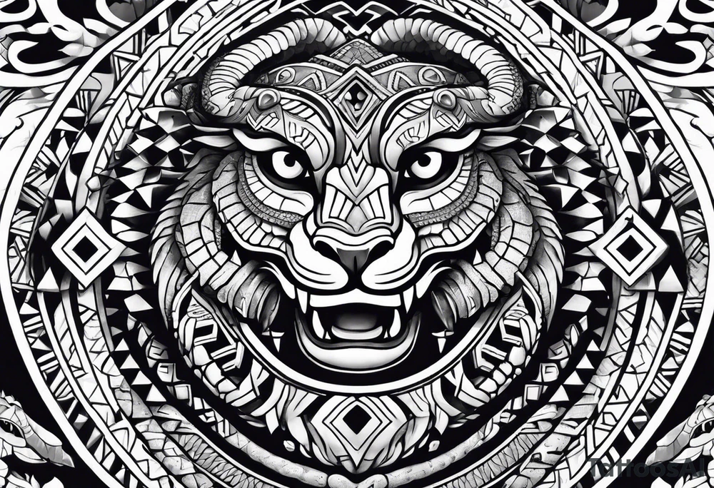 aztec snake sleeve tattoo idea