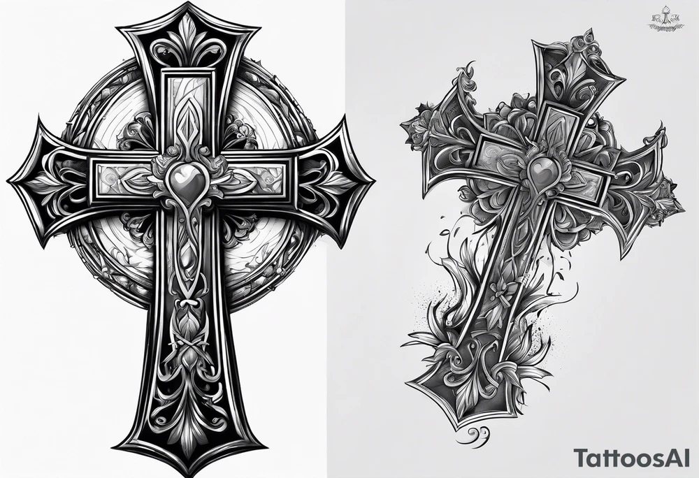 Cross with praying hands tattoo idea