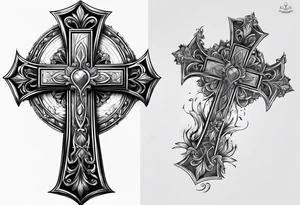 Cross with praying hands tattoo idea