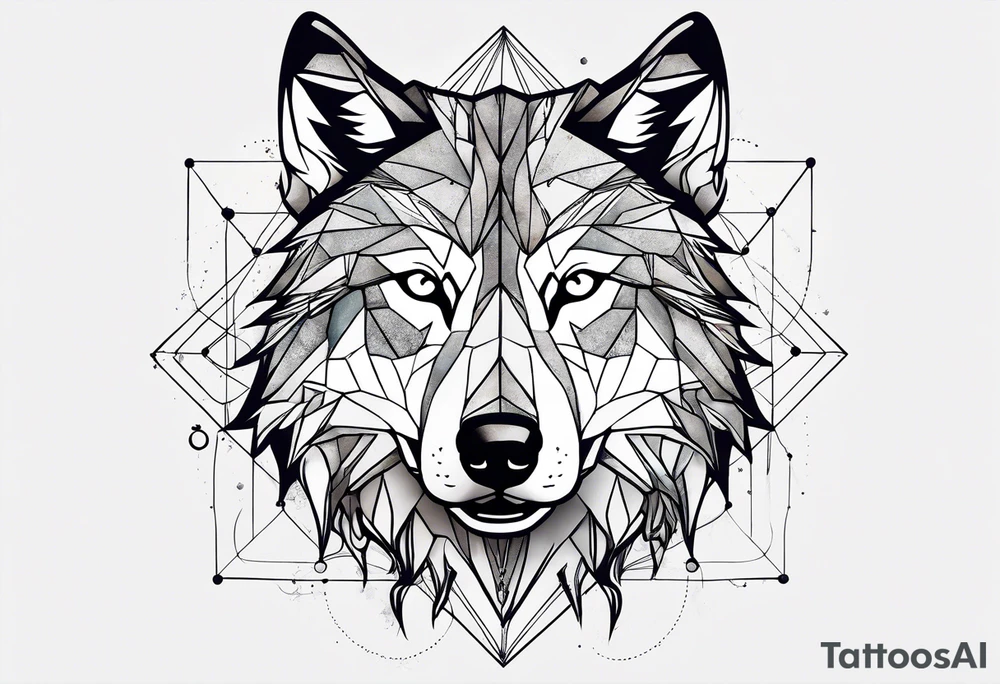 Constellation, two animal wolf, géométric tattoo idea