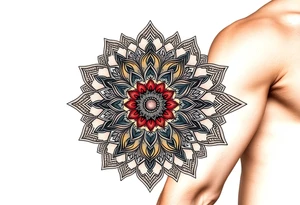 intricate mandala with honey combs filling in blank space tattoo idea