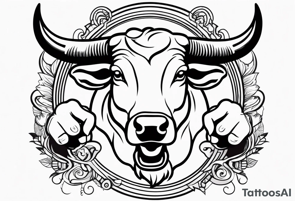 hands grabbing bull horns tattoo idea