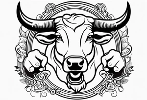 hands grabbing bull horns tattoo idea