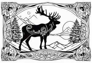 north pole reindeer tattoo idea