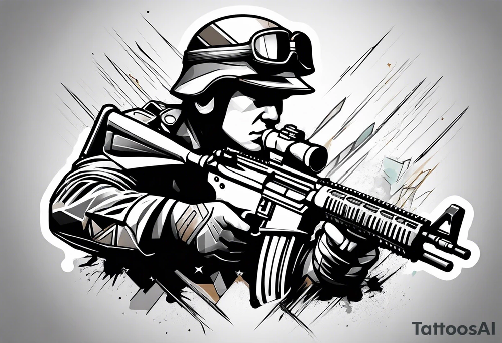 war soldier guns tattoo idea