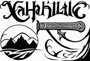 Valhalla sword viking funeral hatchet tattoo idea