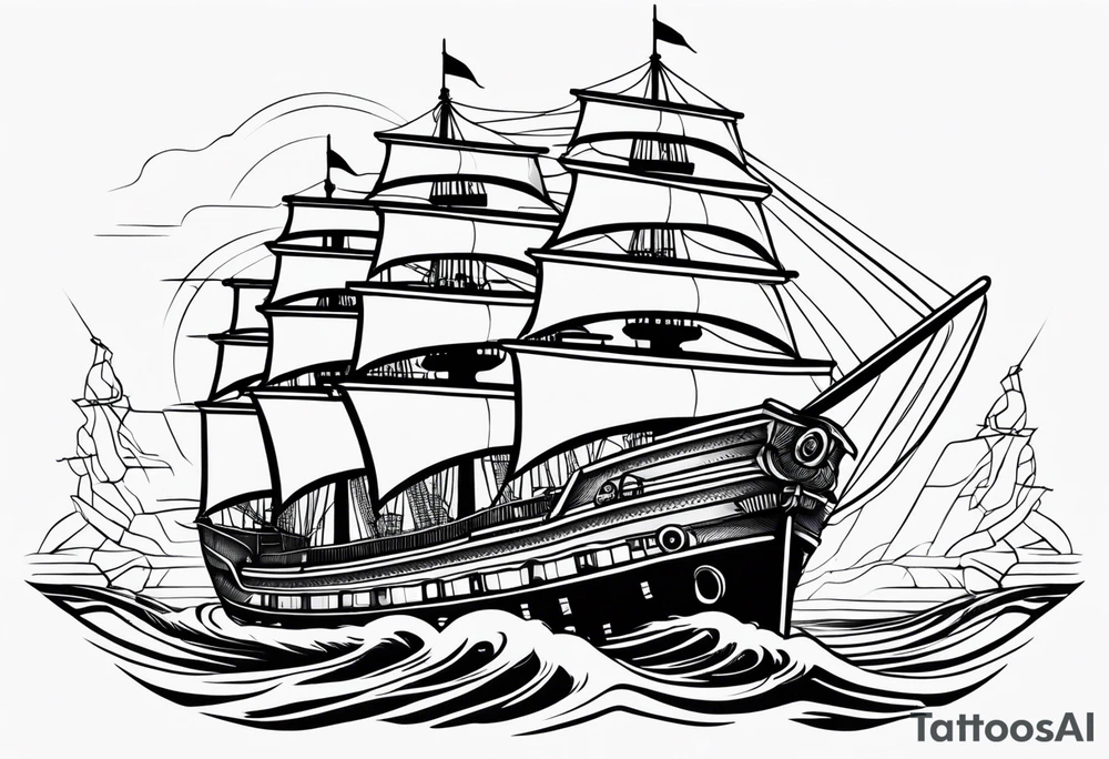 give me a circuit board style design that loosely resembles a ship tattoo idea