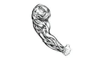 Full left arm sleeve about fatherhood tattoo idea
