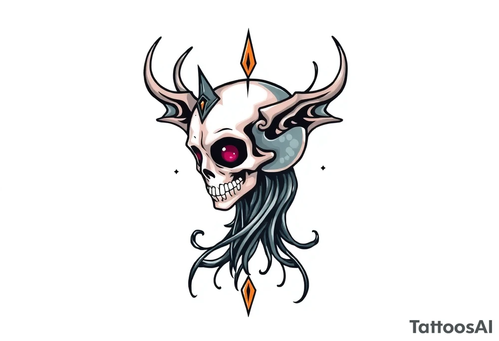 mystical  bringer of death head tattoo idea