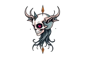 mystical  bringer of death head tattoo idea