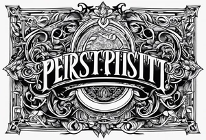 Typographic neck tattoo with word “Persist” tattoo idea