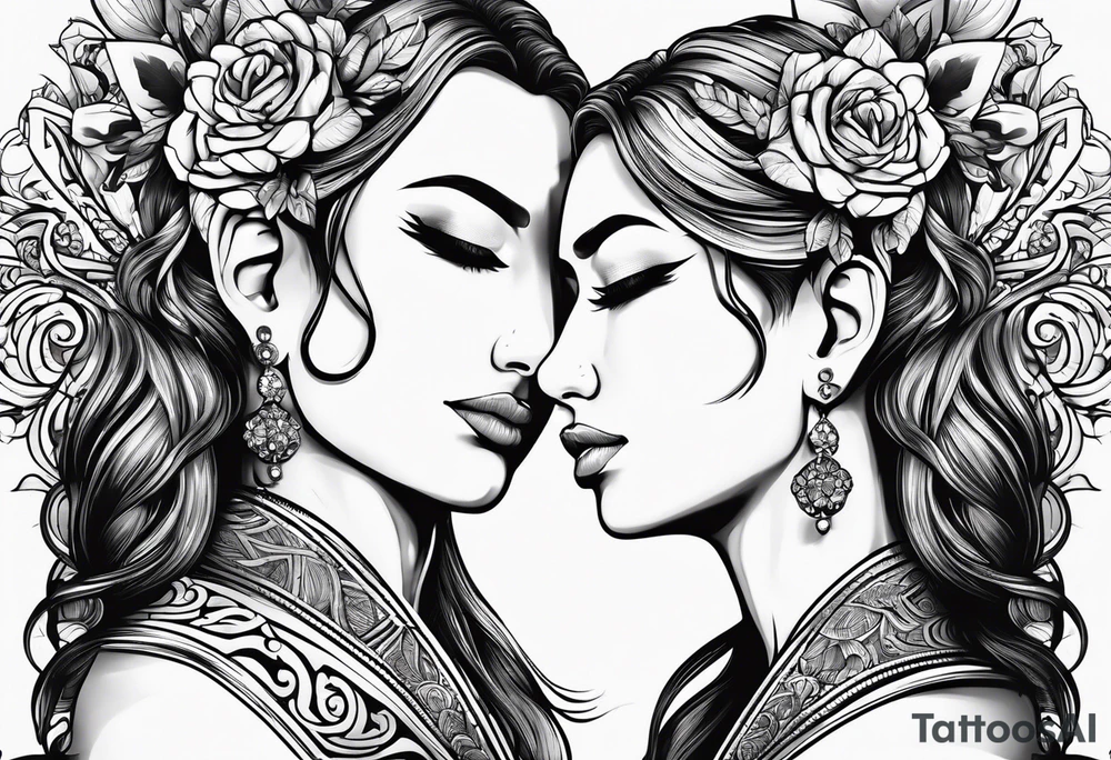 um casal de leoes e seus dois filhotes dentro de um retangulo tattoo idea