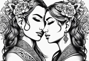 um casal de leoes e seus dois filhotes dentro de um retangulo tattoo idea