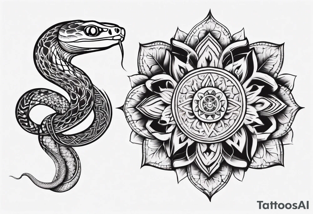 snake with mandala pattern tattoo idea
