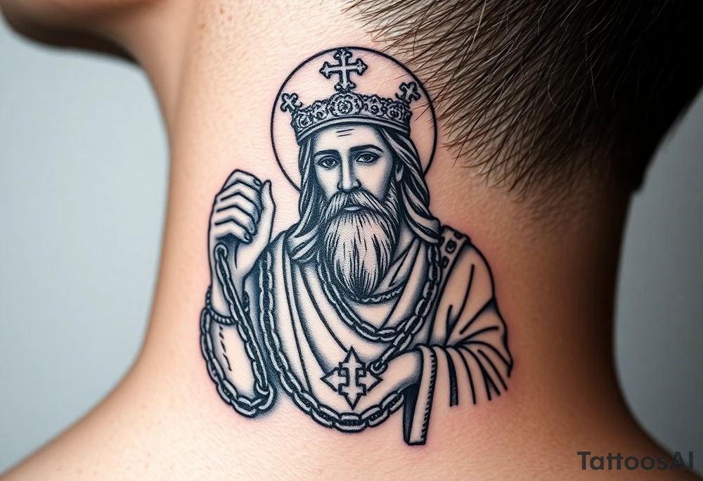 russian christian orthodox jesus xristos holding the russian orthodox thurible chains tattoo idea