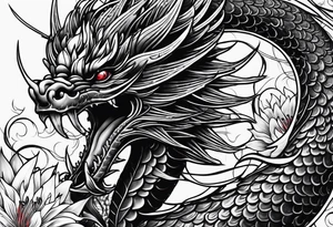 Black Dragon, 
Red Spider Lily, minamalistic tattoo idea