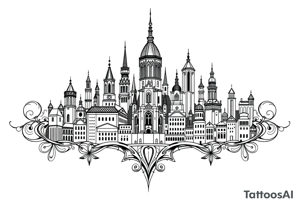 Magical city tattoo idea